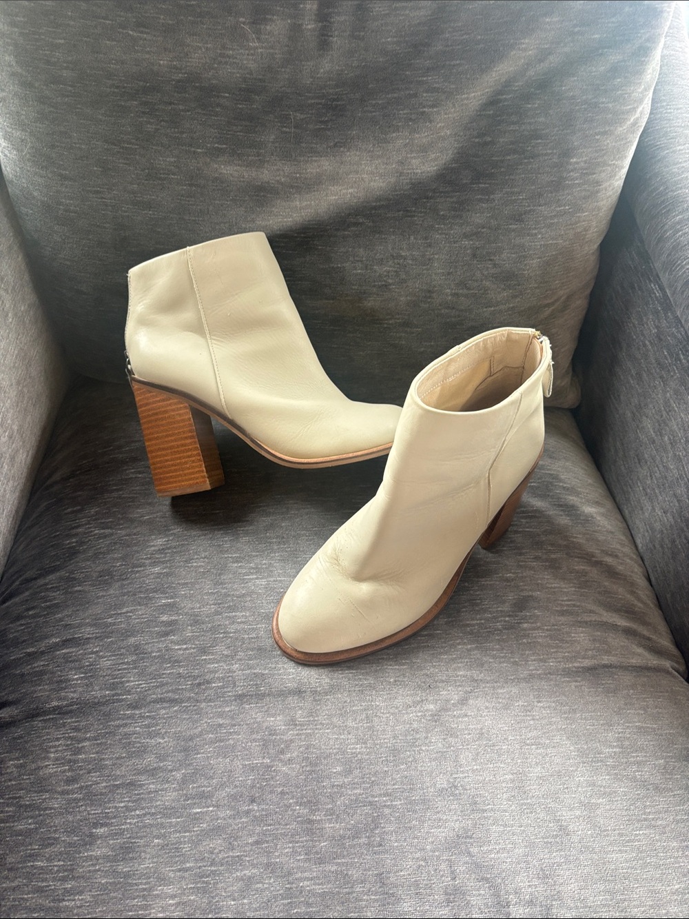 Kelsi Dagger Cream Leather Ankle Boots